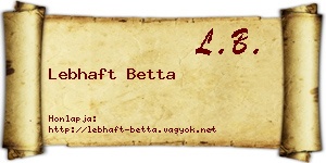 Lebhaft Betta névjegykártya